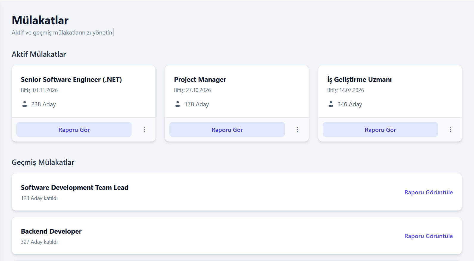 Aday Değerlendirme Raporu Ekran Görüntüsü